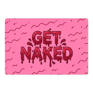 "Get Naked" Funny Bath Mat Pink Retro Bloody Font Rug Spooky Cute Bathroom Decor Dark Coquette Aesthetic Room Accessories Pastel Goth Novelty Sassy Flannel Floor Mat Ultra-Absorbent Non-Slip Diatomite-Feel Carpet for Apartment Dorm Gag Gift Y2K, Print, Ru