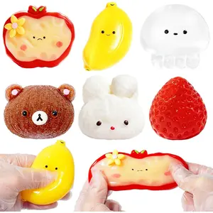 6Pcs Squishy Fidget Toys, Stress Relief Sensory Squeeze Toys for Kids,Cute Squishies Sensory Toys for Party Favors, Classroom, Easter Gifts Easter Basket Stuffers