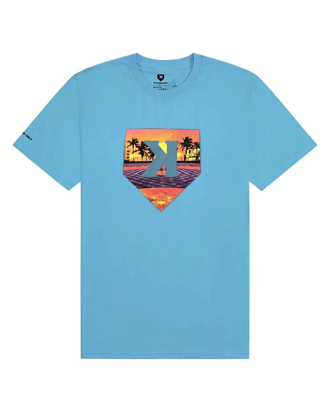Men's Baseball T-Shirt, Pitchers Only Summer Nights, 100% Cotton 170 GSM, Sunset Graphic Print