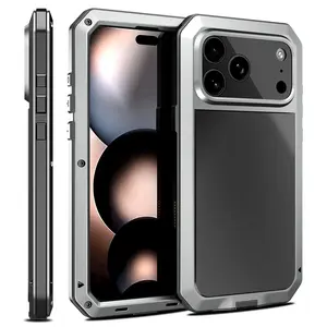 For iPhone 17 Air 16e 15 14 13 12 11 Pro XS Max 8 7 Plus Case Metal Heavy Duty Armor Shockproof Built-in Screen Protection Cover