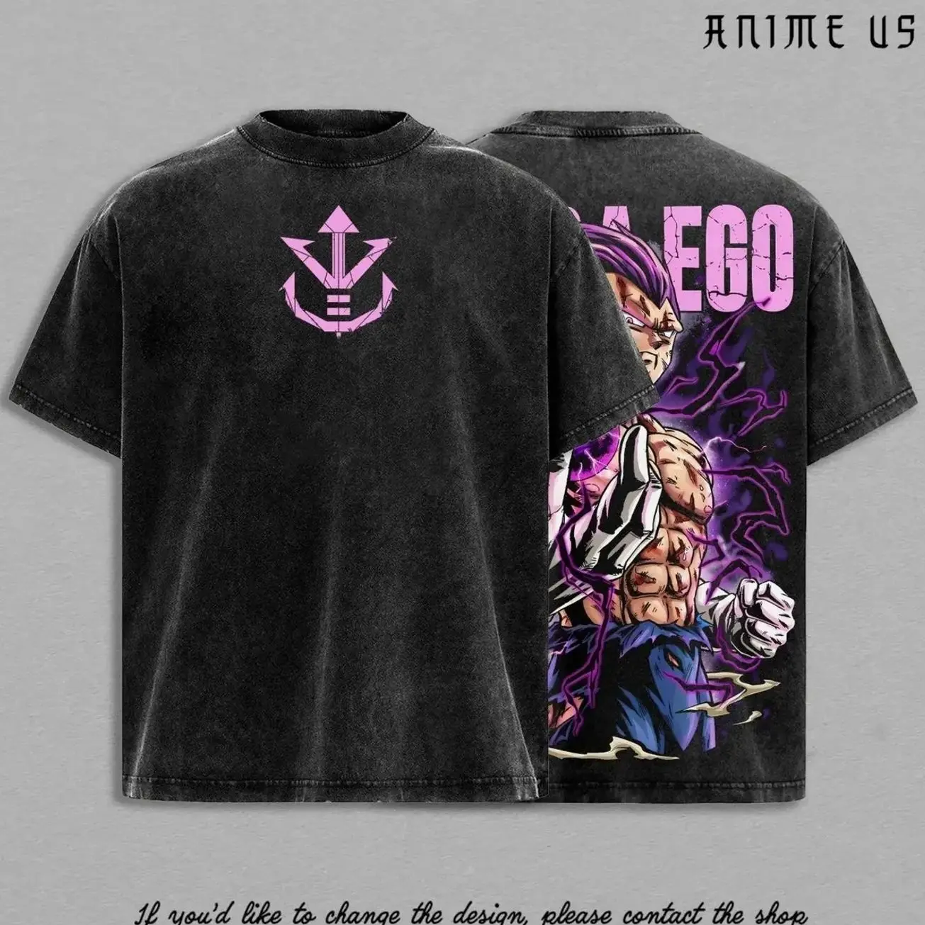 Ultra Ego Saiyan Prince Anime Shirt Purple Power Awakening Vintage Washed Oversized Anime Streetwear Graphic Tee, Oversize Shirt, Cotton Tee, Gift For Fan, For Men, For Women KQ7