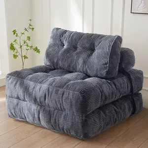 MAXYOYO Corduroy Folding Sofa Bed, Convertible Sleeper Chair with Pillow Foldable Mattress with Back Support; Single & Double Size