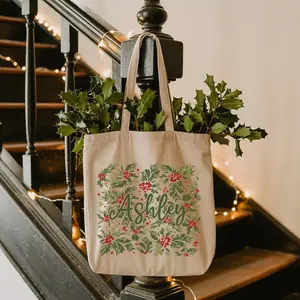 Custom Christmas Tote Bags: Personalized Floral Monogrammed Totes #538