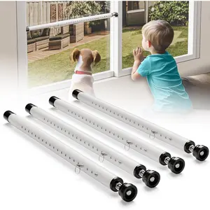 Sliding Door Security Bar 17-50 inch Adjustable Window Security Bars with Rubber Tips for Sliding Glass Door Home Apartment Child Safety Burglar Proof White 4 Pack