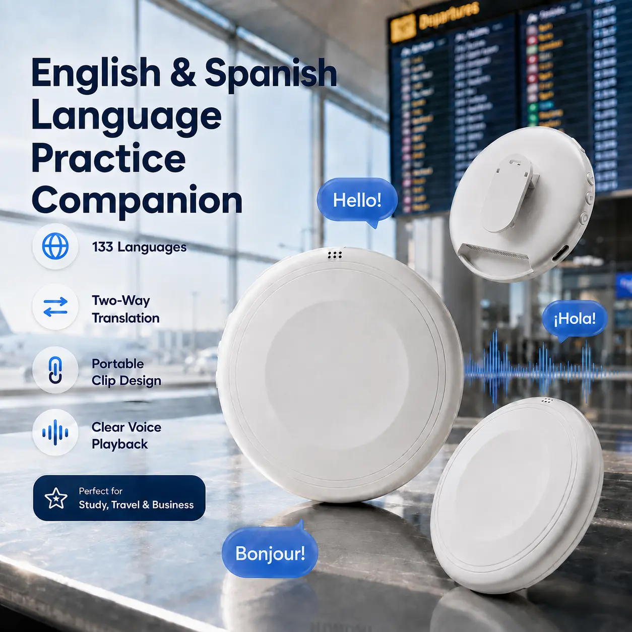 TS1 Smart Translator & Learning Companion Speaker, Supports 133 Languages, AI Voice Interaction for Language Practice, Travel, Business & Family Learning, Portable Audio Companion for Kids & Adults