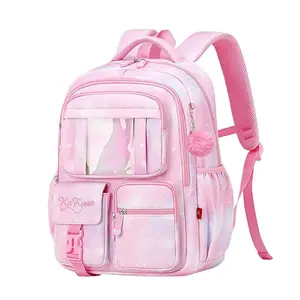 Cute School Backpack for Teen Girls Kawaii Waterproof Large Capacity Versatile Bookbag for Kids Elementary Middle School Preppy Aesthetic Book Bag with Cute Accessories for Ages 6-8 8-10 10-12 Pe Cute Boy Girls Festival City Backpack Storage Lover