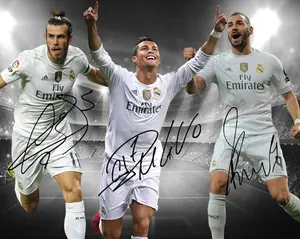 Cristiano Ronaldo Gareth Bale Karim Benzema Real Madrid Signed Photo Autograph Print Poster Wall Art Home Decor