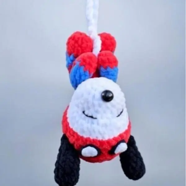 Spider Hero Crochet Car Charm, Handmade Rearview Mirror Hanging Ornament, Cute Plush Car Interior Accessory for Men Women Teens