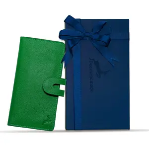 DEERHANDMADE Slim Long Travel Leather Wallet (Cash Wallet, Holds 15-18 Cards, 4 Flat Pockets, 1 ID Windows) Wallet Card Holder with 3 Years Warranty; A Perfect Bifold Wallet Gift.