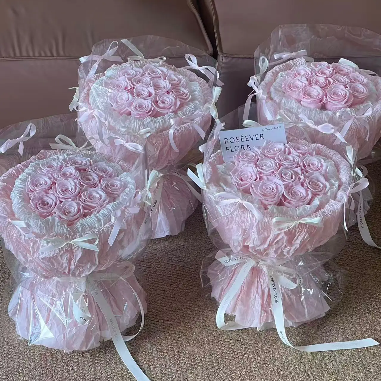 Blush Pink Preserved Rose Bouquet, 18x12x12" Long-Lasting Decor Piece with Rose Pattern, Ideal Home Decor Gift