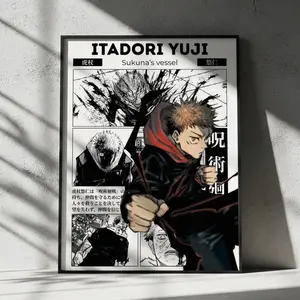 Jujutsu Kaisen Itadori Yuji Anime Poster, JJK Manga Wall Artwork Prints, Home Decor Gift