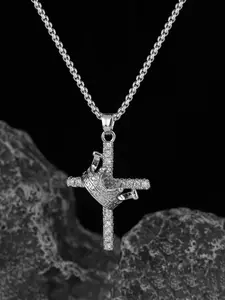 Rhinestone Decorated Cross Pendant Necklace for Women & Girls, Fashion Jewelry for Party, Daily Clothing Decor, Trendy All-match & Exquisite Jewelry for Birthday Gift