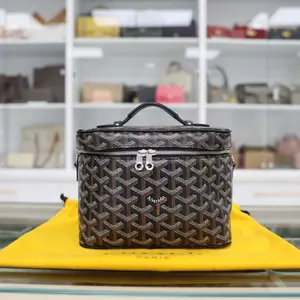 Pre-owned Goyard Canvas Toiletry Bags Goyardine Muse Vanity Case In Black Canvas