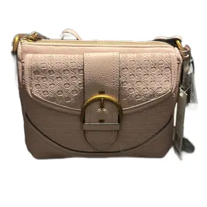 Rosetti Elegant Pink Crossbody Bag with Gold Buckle and Embossed Design for Women
