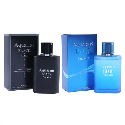 Men's Cologne Bundle - Aquarius Blue & Aquarius Black Natural Spray Cologne for Men - 100ml/3.4fl.oz. Each, Liquid, Regular Edition, Contains Alcohol