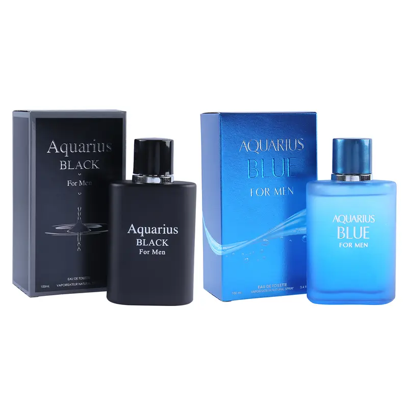 Men's Cologne Bundle - Aquarius Blue & Aquarius Black Natural Spray Cologne for Men - 100ml/3.4fl.oz. Each, Liquid, Regular Edition, Contains Alcohol