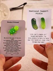 Cute Cartoon Turtle & Cucumber Design Charms, Fashion Pocket Hug Card for Women & Men, Gifts for Friends and Classmates