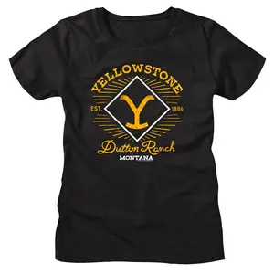 Yellowstone Dutton Ranch Est 1886 Women's T Shirt Montana Sun Rays Diamon