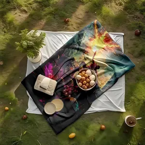 1 piece Apocalypse Survival: Zombie Siege in the Burning Flames themed flannel blanket - All-season comfortable flannel blanket in modern style, suitable for sofas and beds, digital printing, super soft and warm, 100% polyester material, machine