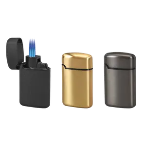 Vertigo Gladiator Triple Flame Lighter All Metal Housing Wind Resistant Free Standing Fold Out Punch Double Action Ignition Portable High Altitude Performance