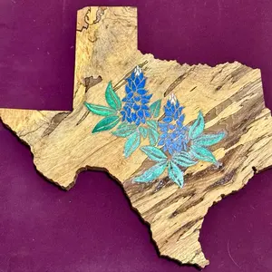 Texas Shaped Wooden Decor – Handmade Spalted Wood with Custom Designs