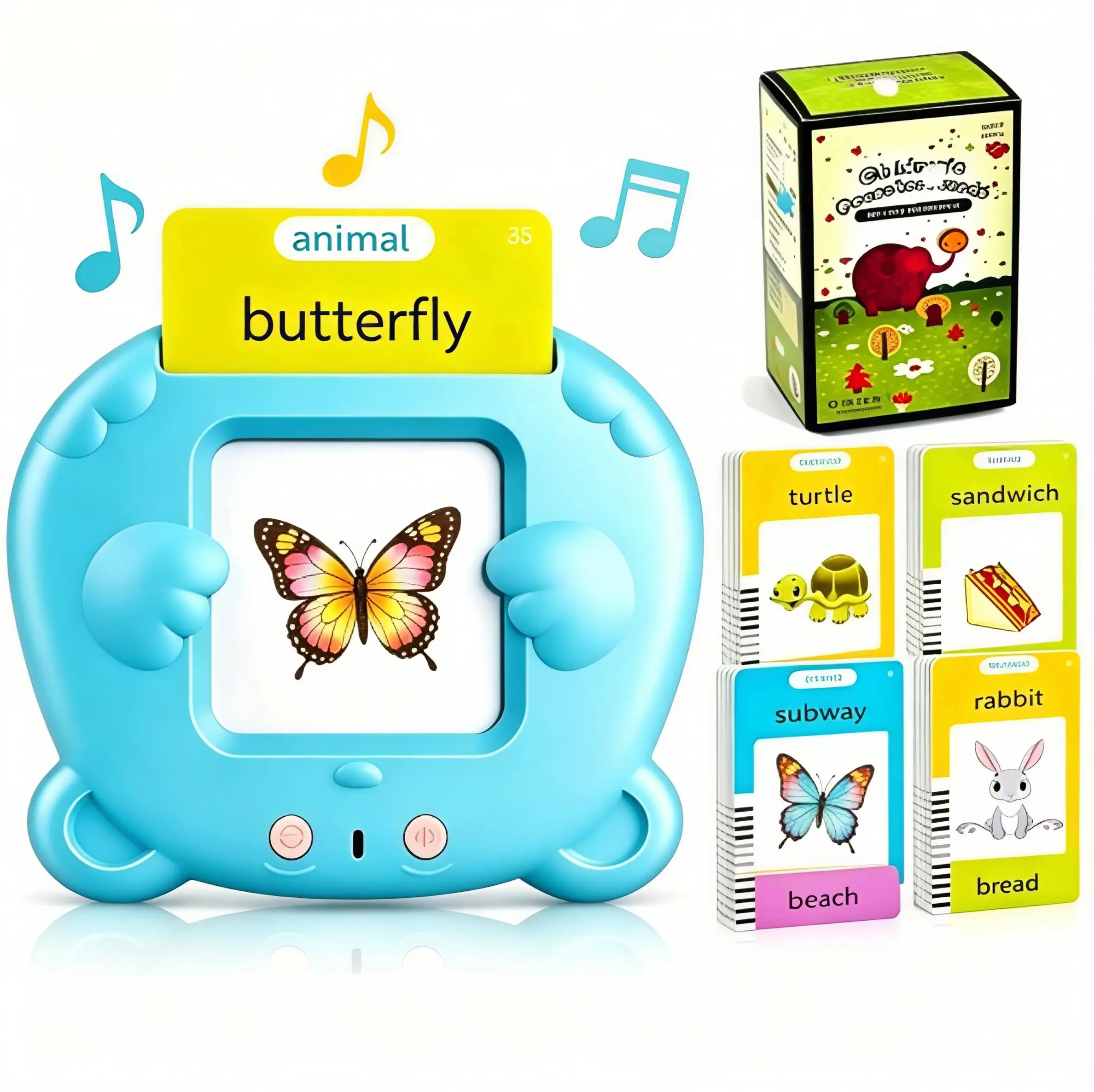 Viral Talking Flash Cards Reader for Toddlers 1-6 Year Old, Montessori Sight Words Learning Toy, Speech Therapy Autism Educational Toy, Interactive Early Vocabulary Card Machine, Preschool Homeschool ABC Number Animal Flashcards Set,