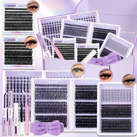 Lash Clusters Kit, DIY Volume Eyelashes, Cluster False Eyelashes, Mixed 8-16mm D Curl Natural and Fluffy Individual Lashes with Long-Lasting Bond, Seal, and Tweezers, Easy-to-Apply Beginner-Friendly Eyelash Extensions, Gift for Women