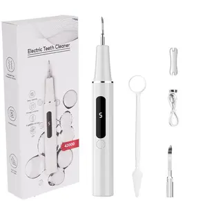 Home Oral Ultrasonic Scaler Teeth Cleaner Kit, IPX6 Water-Resistant USB-Rechargeable Tartar Removal Tool with 5 Adjustable Modes, Automatic Shut-Off, for Daily Cleansing