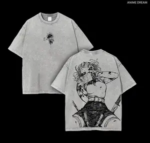 Toga Himiko My Hero Academia Anime Double Printed Vintage Washed Tee Unisex Oversize Anime Manga Washed Heavyweight Cotton T-shirt