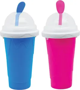 Frozen Magic Slushy Maker Cup, Slushie Maker, Milk Cola Juice Squeeze Cups, Magic Quick Freeze Cupss, Cooling Cups, Smoothies Cup with Lids and Straws for All Age (BLUE+PINK) Generic