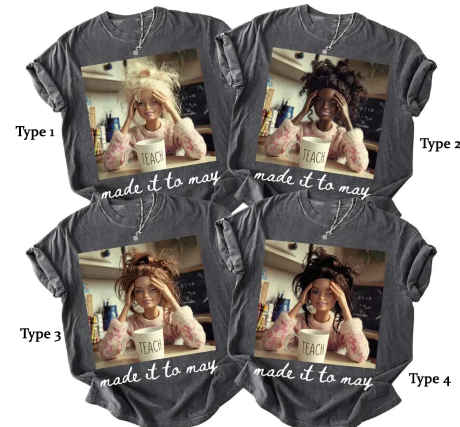 Last Day Of School Teacher Doll Face Meme Shirt Custom, Funny End Of Year Summer Break T-Shirt, Matching Made It To May Tee, Cute Educator Graphic Top
