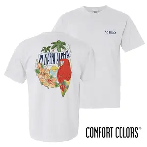 Pi Kappa Alpha Shirt, Tropical Parrot Hibiscus Graphic Tee, Unisex Fit for Fraternity Brothers, Perfect Gift for PKA Members and Beach Lovers
