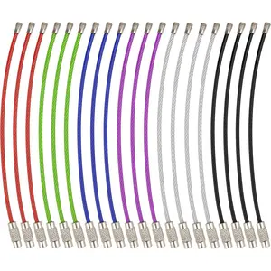 Keychain, 20 Pack of 4.3 Inches Stainless Steel Wire Ring 2mm Cable Loop Rings for Hanging Luggage Tag, Keys and ID Tag Keepers - Multicolor