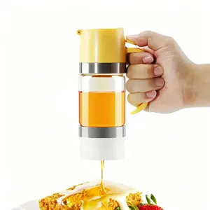 UFORU Glass Honey & Syrup Dispenser No Mess No Drip Leak-Free Design with Comfortable Handle for Maple Syrup Preserves Freshness Easy to Wash & Refill Great for Everyday Cooking & Outdoor Use
