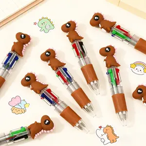 20/30pcs Creative and Cute Brown Little Dinosaur - themed Retractable Four - color Pen. The Dinosaur Series Press - type Gel Pen for Campus Design with Random Colors