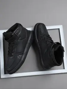 Men's Outdoor High-Top Sporty Casual Shoes, PU Leather Skateboard Sneakers, Lifestyle Sneakers, Comfortable Breathable All Seasons Footwear