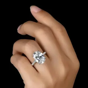 925 Sterling Silver Oval 4ct Lab Diamond Engagement Ring – Bridal Jewelry