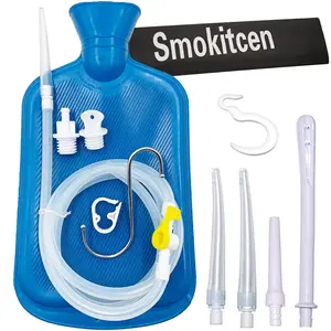 Enema Kit – 2L Enema Bag– 5.0ft. Long Silicone Hose – 5 Multi-Size Reusable Tips – Controlled Water Flow – for Colon Detox Cleanse Enemas