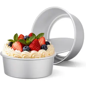 Cake Pans Removable Bottom, 8 inch Cheesecake Baking Pan Set of 2, Round Movable Cake Pan  Alloy Mini Cake Pan for Oven Baking