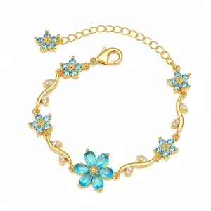 Silver Plated Floral Vine Bracelet for Women - Hypoallergenic Cubic Zirconia Flower Charm Adjustable Bracelet - Romantic Jewelry Gift for Girlfriend summervibes tiktokshopspringglowup