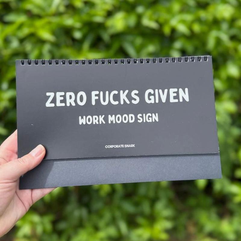Zero Fcks Given Work Mood Sign Workplace Decor Workplace Humor, Desk Accessories