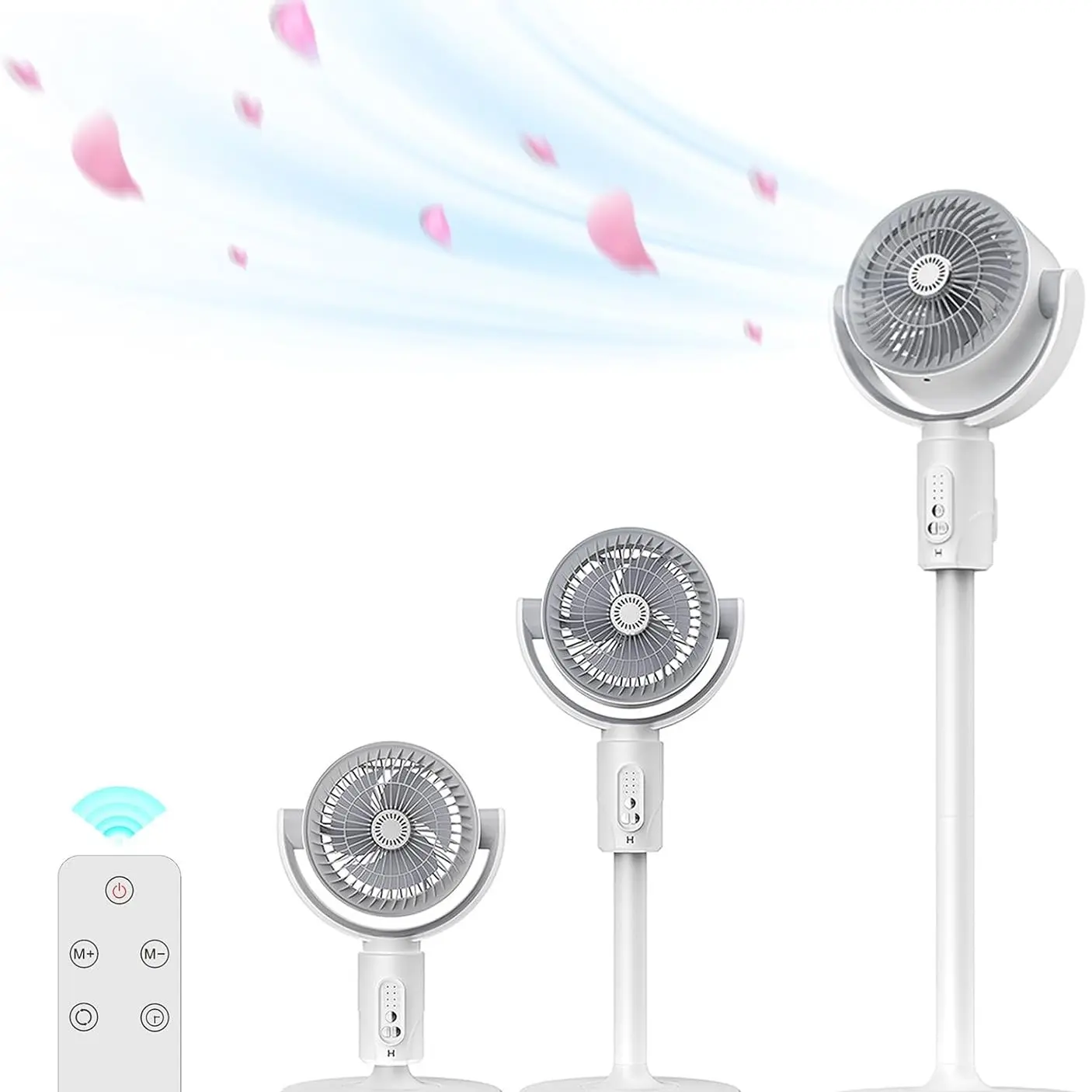 Floor Fan Desktop with Adjustable Wind Speed & Height, 360° Directional Adjustment, Remote Control, Aromatherapy Box Option, 5-Speed Settings, Adjustable Speeds Fan, Rechargeable Desktop Fan, Adjustable Fans, Cordless Rechargeable Fan