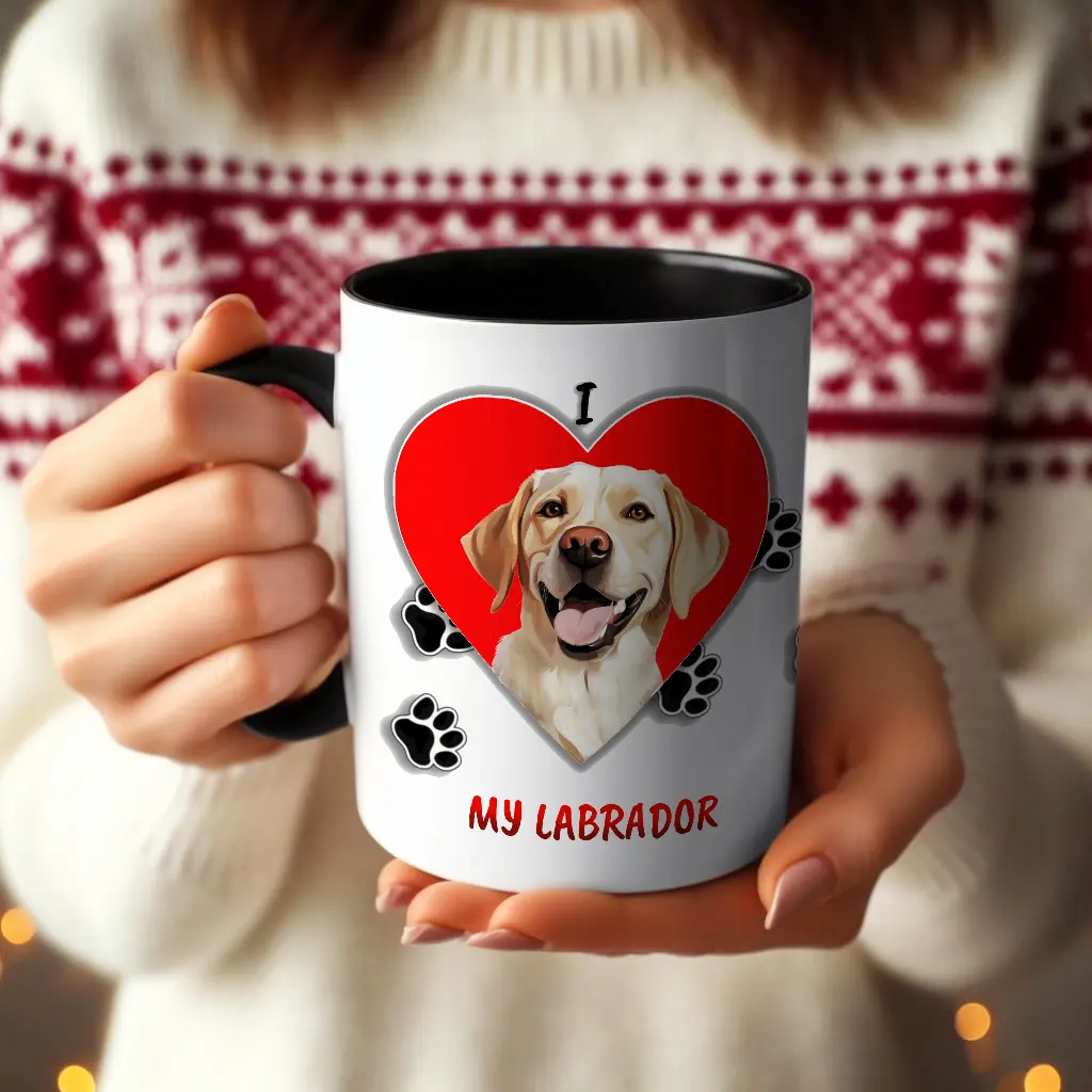 Create Your Own 15oz 'I Love My Dog' Mug - Featuring Your Labrador's Name and Picture! - Perfect gift