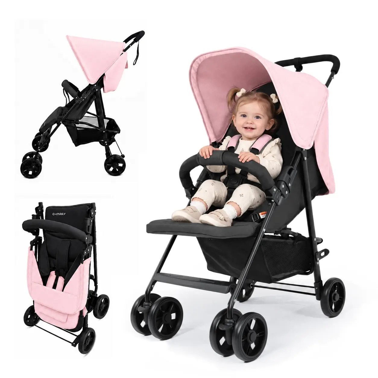Cochildor Unisex Lightweight Collapsible Easy Fold Folding Travel Stroller for Infant-Toddlers - Aluminum Frame, Multi-Angle Seat Recline, Anti-Shock EVA Wheels, Ventilated Seat Pad, Fits Car Trunk-Overhead Bin, Collapsible Stroller