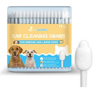 Dog Ear Cleaning Swabs 56pcs Gourd-Shaped Cotton Tips for Dogs' Ears Gentle Ear Cleaning Sticks for Oily-Eared Breeds Pet Grooming Bathroom or Travel Use