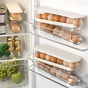 Auto Rolling Fridge Egg Organizer, Space Saving Eggs Dispenser for Refrigerator Storager, Home Egg Holder