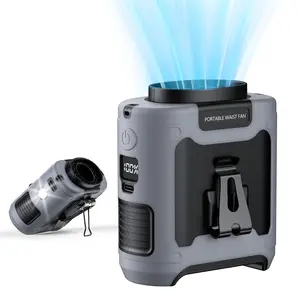 AI Portable Waist Clip Fan, Upgraded 10000mAh Rechargeable Battery Wearable Belt Personal Fan, 16000RPM Powerful 5 Speeds Shirt with Flashlight Neck Hands-Free 40H Cooling (Gray)