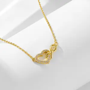 Elegant Heart & Infinity Pendant Necklace in 925 Sterling Silver