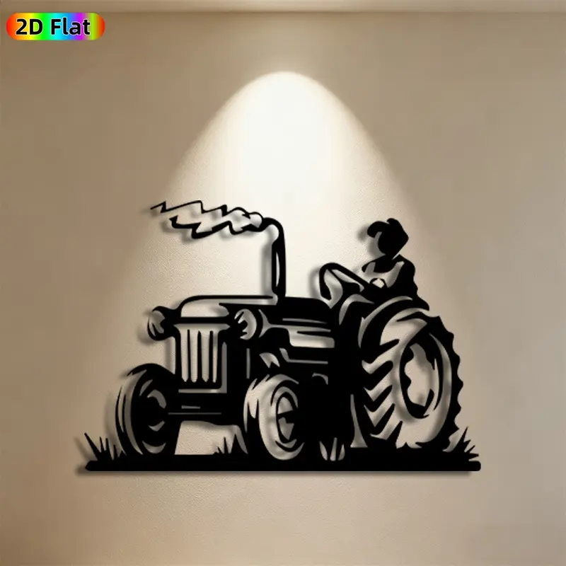 1pc Tractor Metal Wall Art,Tractor Statue Mural, Ideal Gift for New Year, Easter, Rust-Resistant Metal Wall Decor Wall Sculptures, Perfect for Farmhouse Wall & Garden Fence,Tractor Enthusiasts