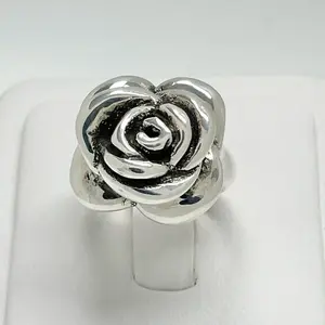 Sterling Silver 925 Hollow Lightweight L Rose Ring